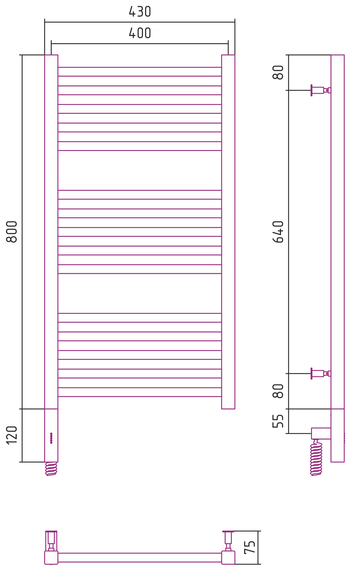 Полотенцесушитель электрический Сунержа Модус 3.0 800x400